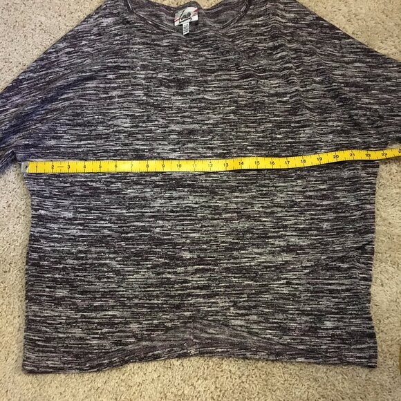 Lava Purple Marled Knit Rayon Blend Dolman Sleeve Wrap Hem Pullover - Picture 12 of 15